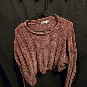 American Eagle Maroon Cropped Sweater